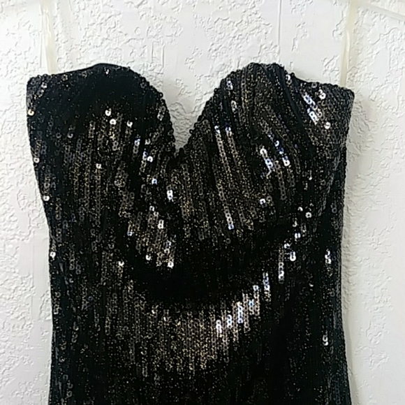 Free shipping. Black Sequence Dress - Picture 2 of 5